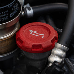 Billetworkz Oil Cap Engraved Zero Series Wrinkle Red Subaru WRX 02-26 / STI 04-21 / BRZ 13-26 | BW-EBCZ-SUB-OIL-RWR-E