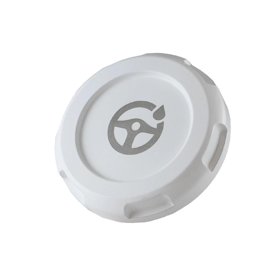 Billetworkz Power Steering Fluid Cap Engraved Zero Series White Subaru WRX 08-14 / STI 08-21 | BW-EBCZ-SUB-PS2-WHT-E