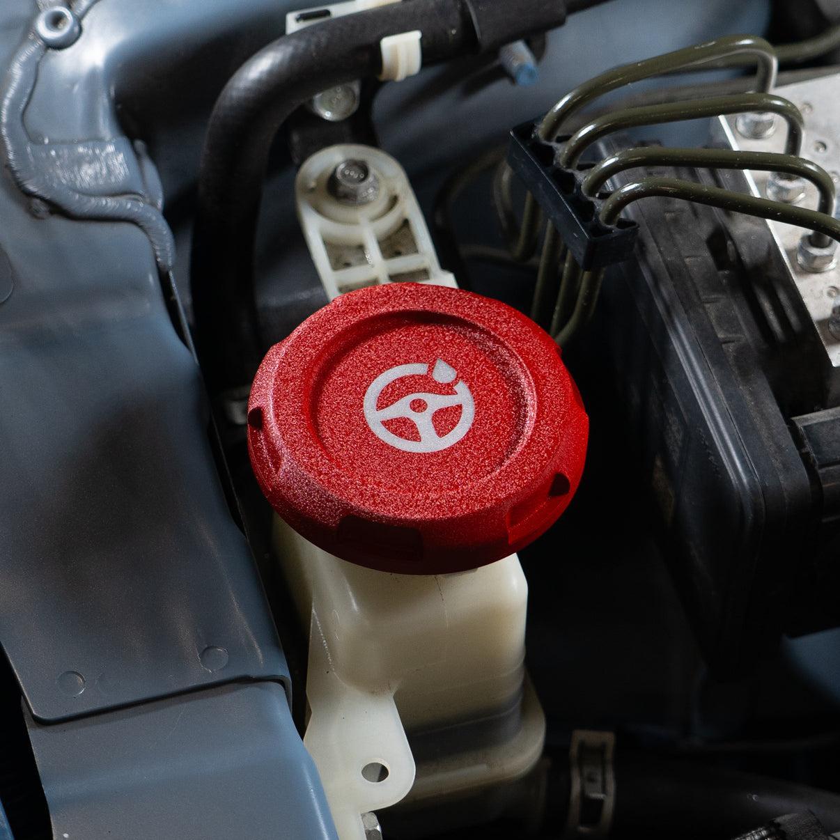 Billetworkz Power Steering Fluid Cap Engraved Zero Series Wrinkle Red Subaru WRX 08-14 / STI 08-21 | BW-EBCZ-SUB-PS2-RWR-E