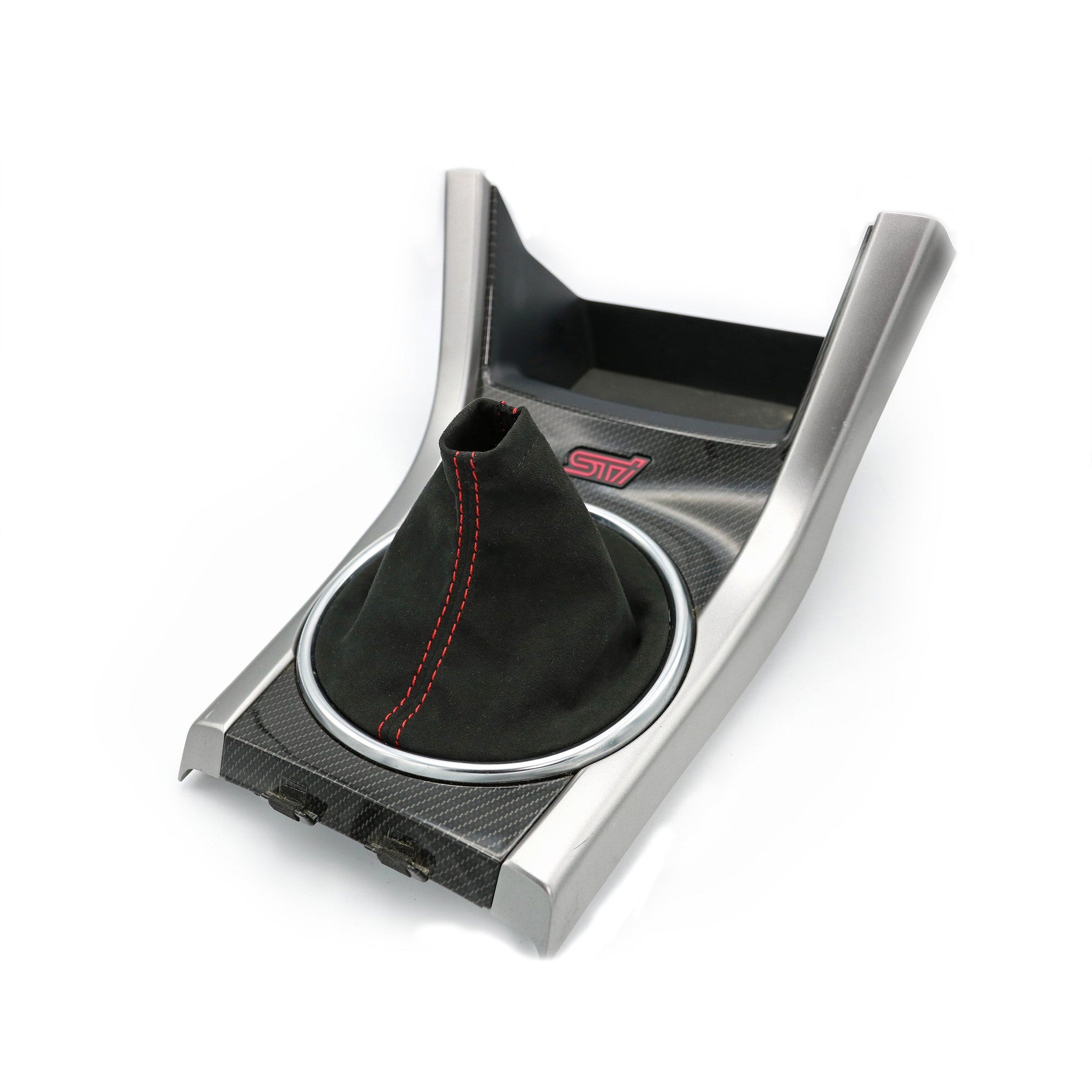 Billetworkz Premium Black Alcantara Red Thread Shift Boot Subaru STI 2015-2021 | SBA-SUB-STIVA-BLK-RED