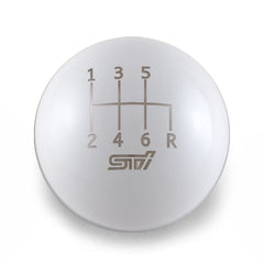 Billetworkz Weighted Shift Knob STI 6-Speed Engraving Subaru STI 2004-2021 / WRX 15-26 Gloss White Sphere | BW-KNB-STI6-SSTI-GWHT-SP
