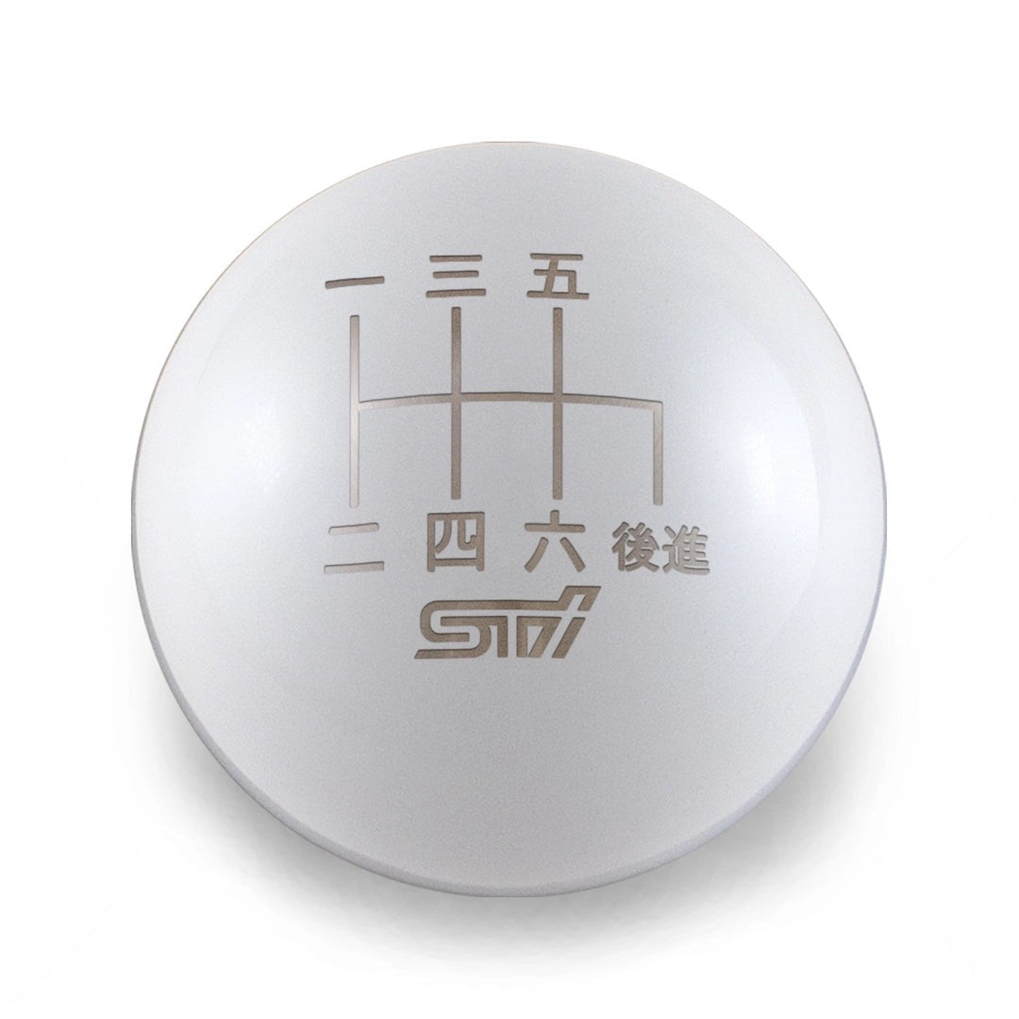 Billetworkz Weighted Shift Knob STI 6-Speed Japanese Engraving Subaru STI 2004-21 / WRX 2015-2026 Gloss White Tall Teardrop | BW-KNB-STI6-JPSTI-GWHT-TT
