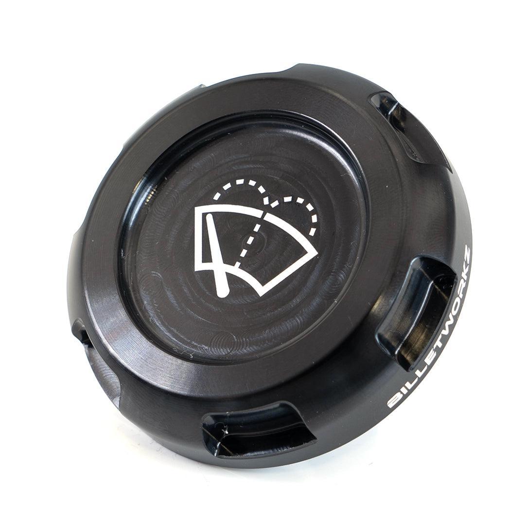 Billetworkz Wiper Fluid Cap Engraved Zero Series Black Anodized Subaru WRX 02-25 / STI 04-21 | BW-EBCZ-SUB-WIP-BLK-E