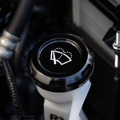 Billetworkz Wiper Fluid Cap Engraved Zero Series Black Anodized Subaru WRX 02-26 / STI 04-21 | BW-EBCZ-SUB-WIP-BLK-E