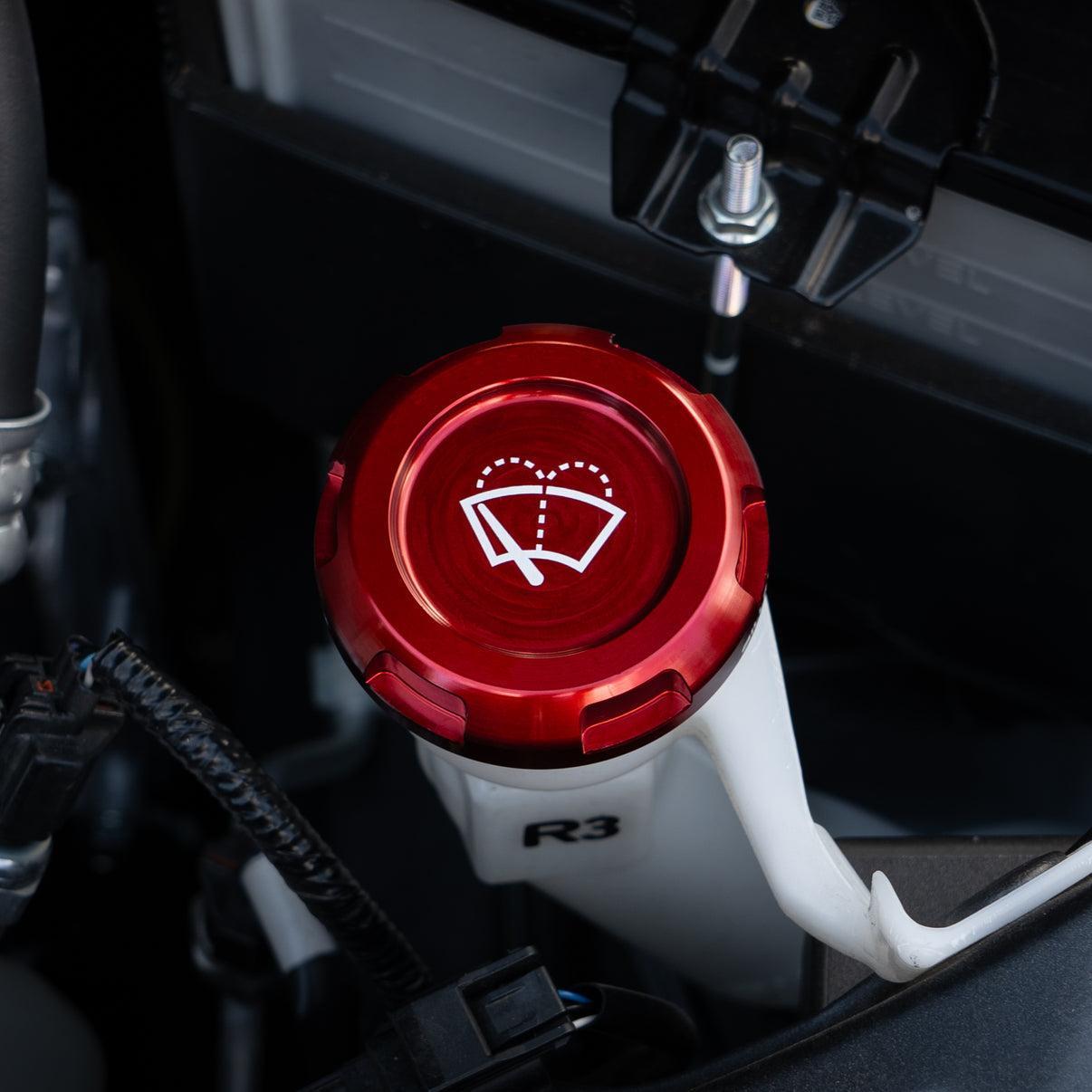 Billetworkz Wiper Fluid Cap Engraved Zero Series Red Subaru WRX 02-26 / STI 04-21 | BW-EBCZ-SUB-WIP-RED-E