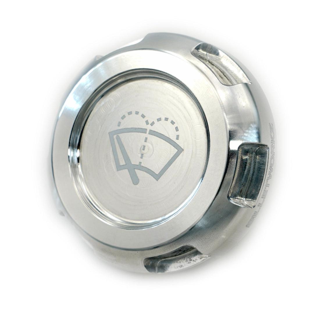 Billetworkz Wiper Fluid Cap Engraved Zero Series Silver Subaru WRX 02-26 / STI 04-21 | BW-EBCZ-SUB-WIP-SIL-E