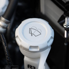 Billetworkz Wiper Fluid Cap Engraved Zero Series White Subaru WRX 02-26 / STI 04-21 | BW-EBCZ-SUB-WIP-WHT-E