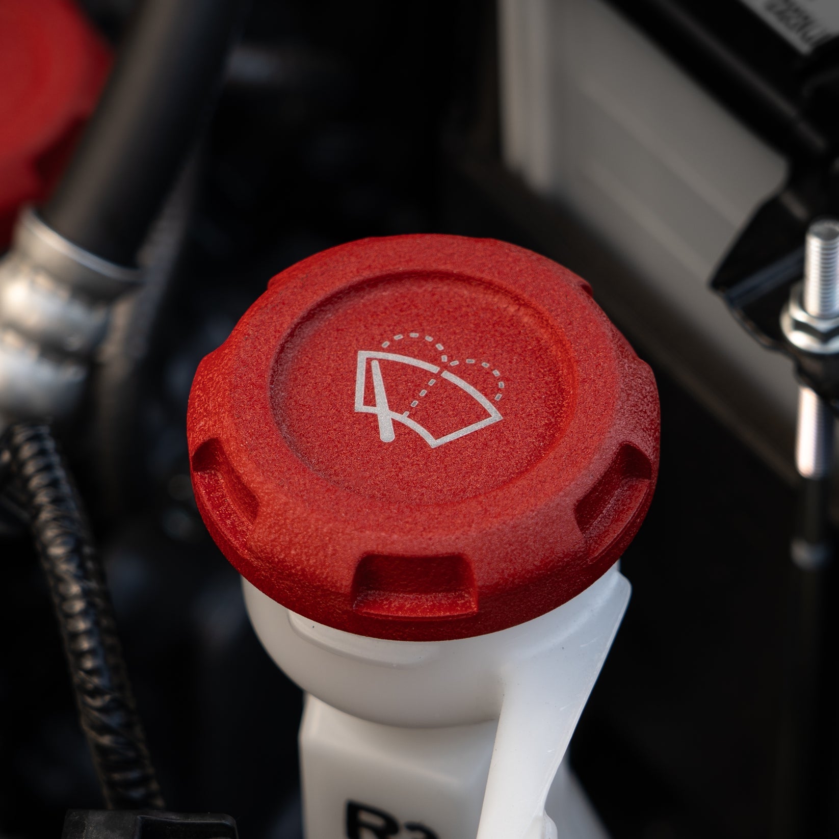 Billetworkz Wiper Fluid Cap Engraved Zero Series Wrinkle Red Subaru WRX 02-26 / STI 04-21 | BW-EBCZ-SUB-WIP-RWR-E