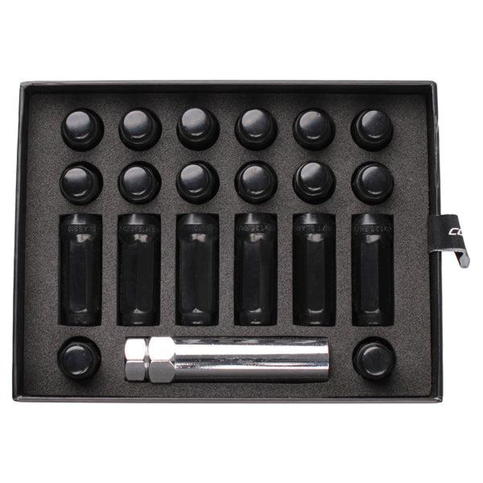 Cosmis Racing Wheels Closed-Ended Black Lug Nuts 7 Spline 12x1.25mm - Set of 24