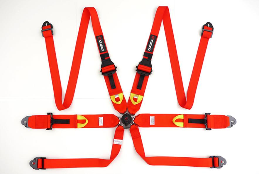 Cusco Universal 6 Point 3in Shoulder 3in Lap (HANS) w/Eyebolts (7/16-20UNF) FIA Racing Harness- Red | 00B CRH N6HRD