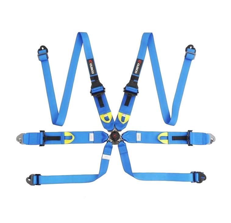 Cusco Universal 6 Point 3in Shoulder 3in Lap w/Eyebolts (7/16-20UNF Thread) FIA Racing Harness- Blue | 00B CRH N6HBL