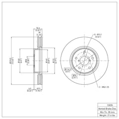 DFC Front GeoSPEC Coated Blank Brake Rotor Subaru WRX 2015-2021 w/ Eyesight Tech | 604-13035