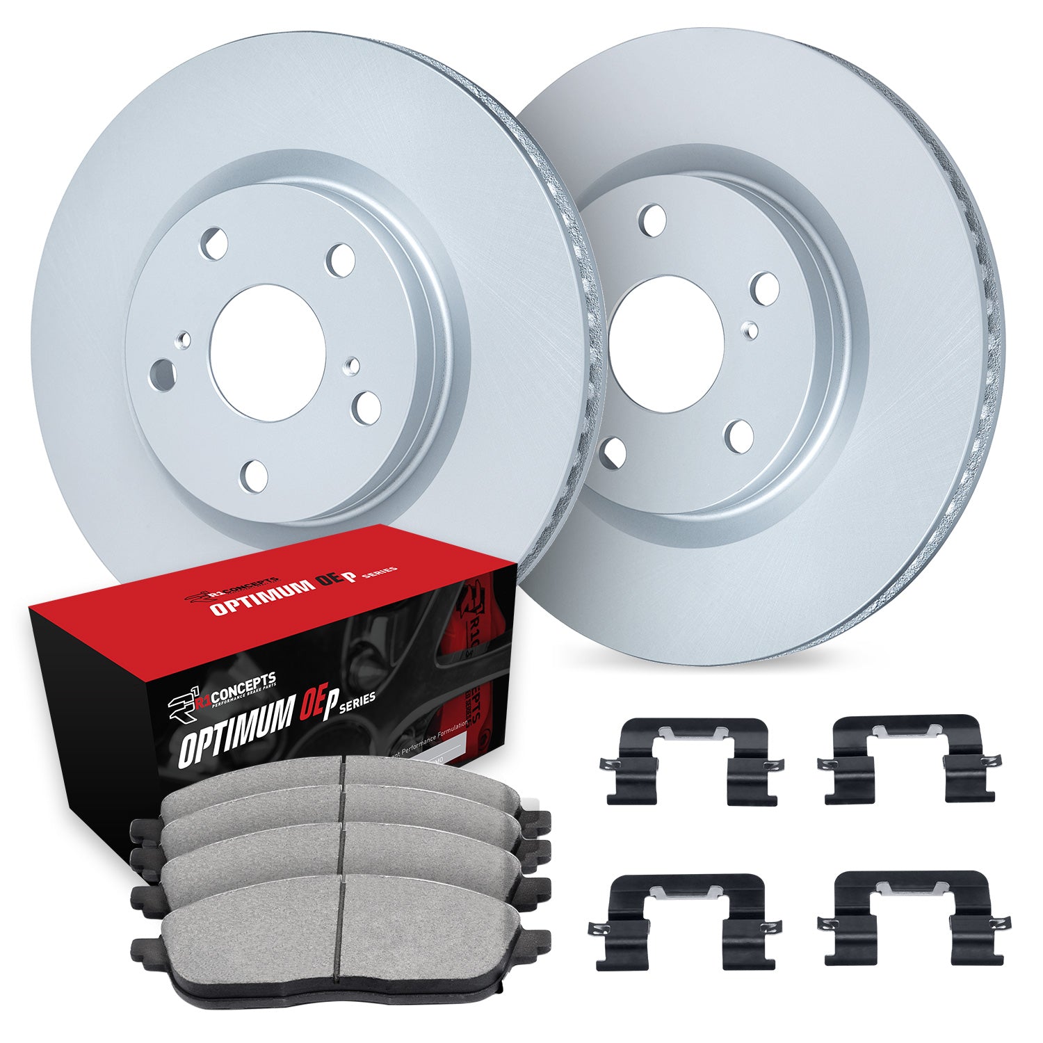 DFC Front GeoSPEC Coated Brake Rotors & R1 Optimum OE Pads w/ Hardware Subaru Impreza GT 2009-2010 | WDUH1-13078