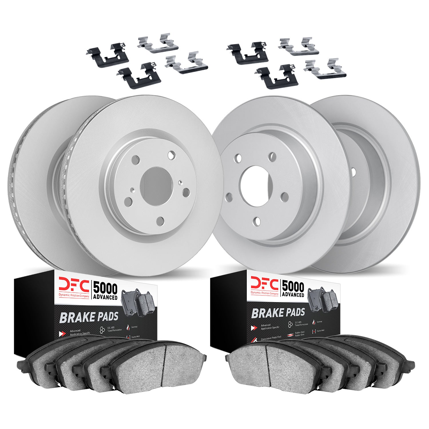 DFC Front & Rear GeoSPEC Coated Blank Brake Rotors and 5000 Advanced Ceramic Brake Pads w/ Hardware Subaru WRX 2015-2021 | 4514-13031