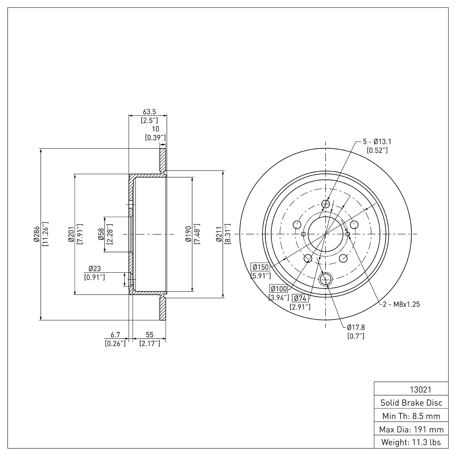 DFC Rear Blank Brake Rotor Subaru BRZ 2013-2015 | 600-13021