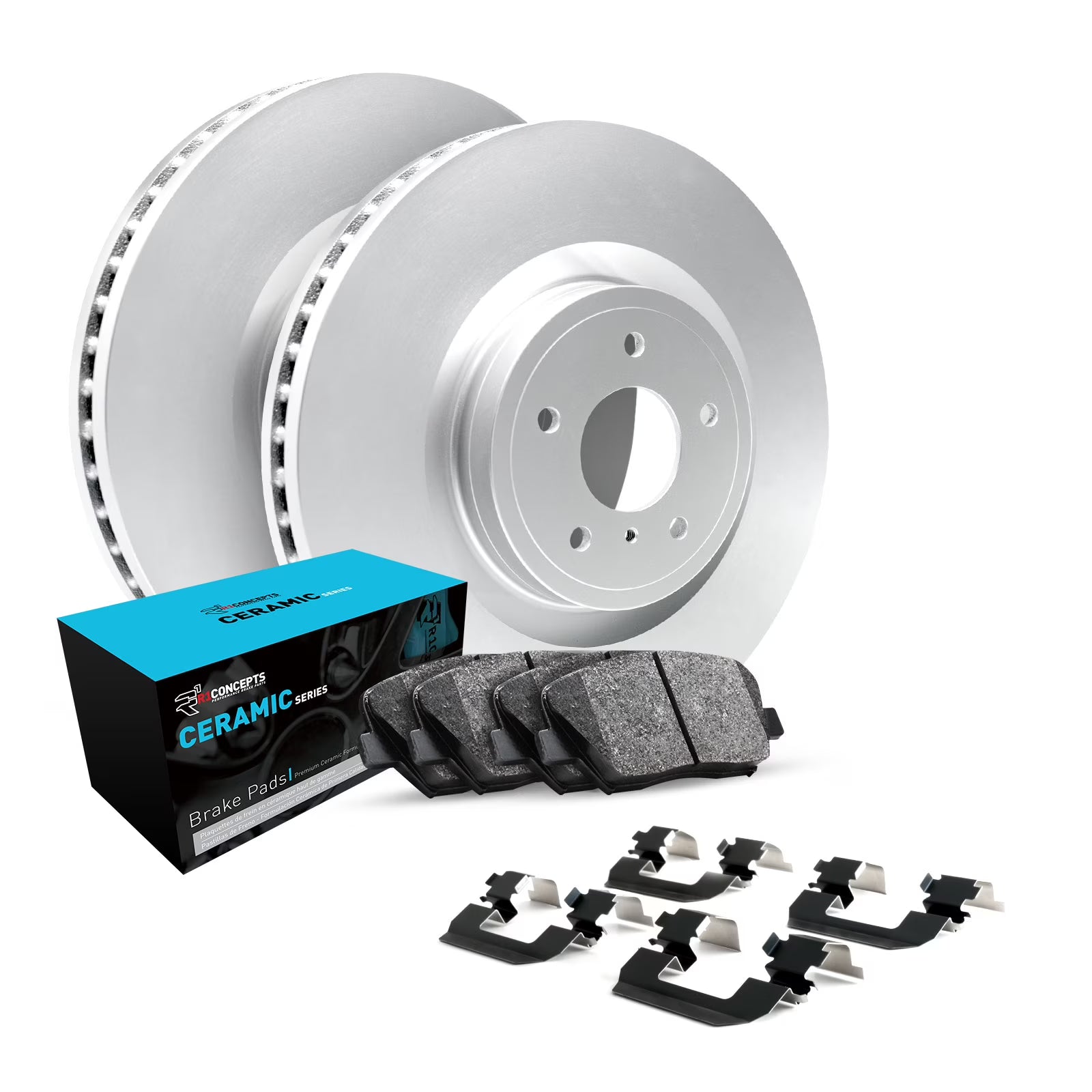 DFC Rear GeoSPEC Coated Brake Rotors & R1 Ceramic Brake Pads w/ Hardware Subaru WRX 2015-2021 w/ Manual Parking Brake | WDWH1-13028