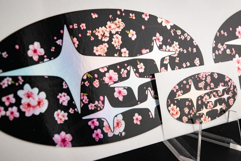 DTC Emblem Overlay Set Holographic Cherry Blossom Black 08-14 WRX / STI Hatch (Non Sports grille)