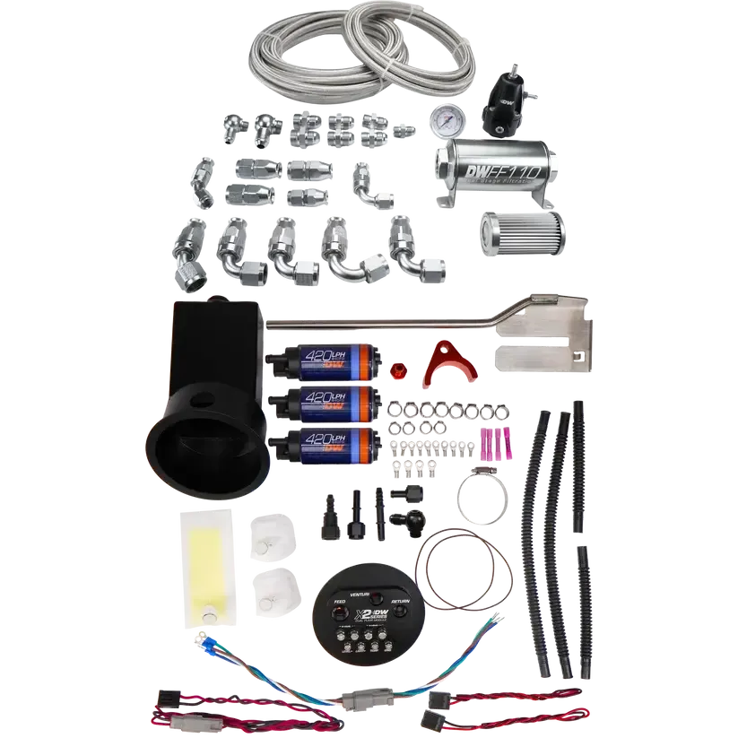 DeatschWerks X2 Series Fuel Pump Module & DW420 Pumps & PTEE Plumbing Kit Nissan Skyline R33 / R34 1993-2002 | 9-421-625-7022