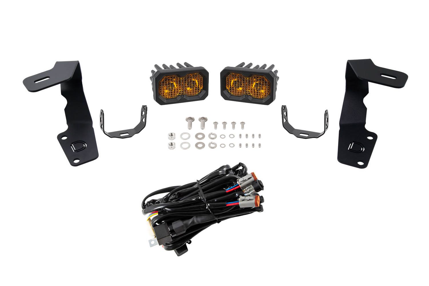 Diode Dynamics C2 Pro Stage Series 2in LED Ditch Light Kit Yellow Combo Subaru WRX / STI 2015-2021 | DD6619
