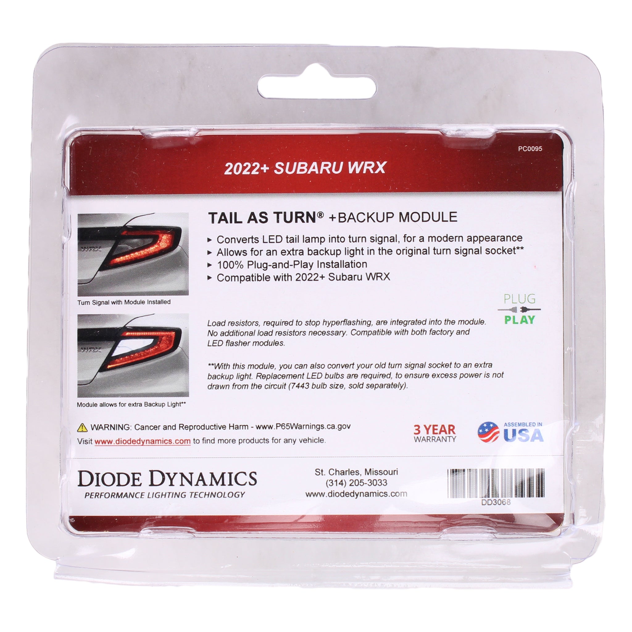 Diode Dynamics Tail As Turn + Backup Module USDM Subaru WRX 2022-2025 | DD3068
