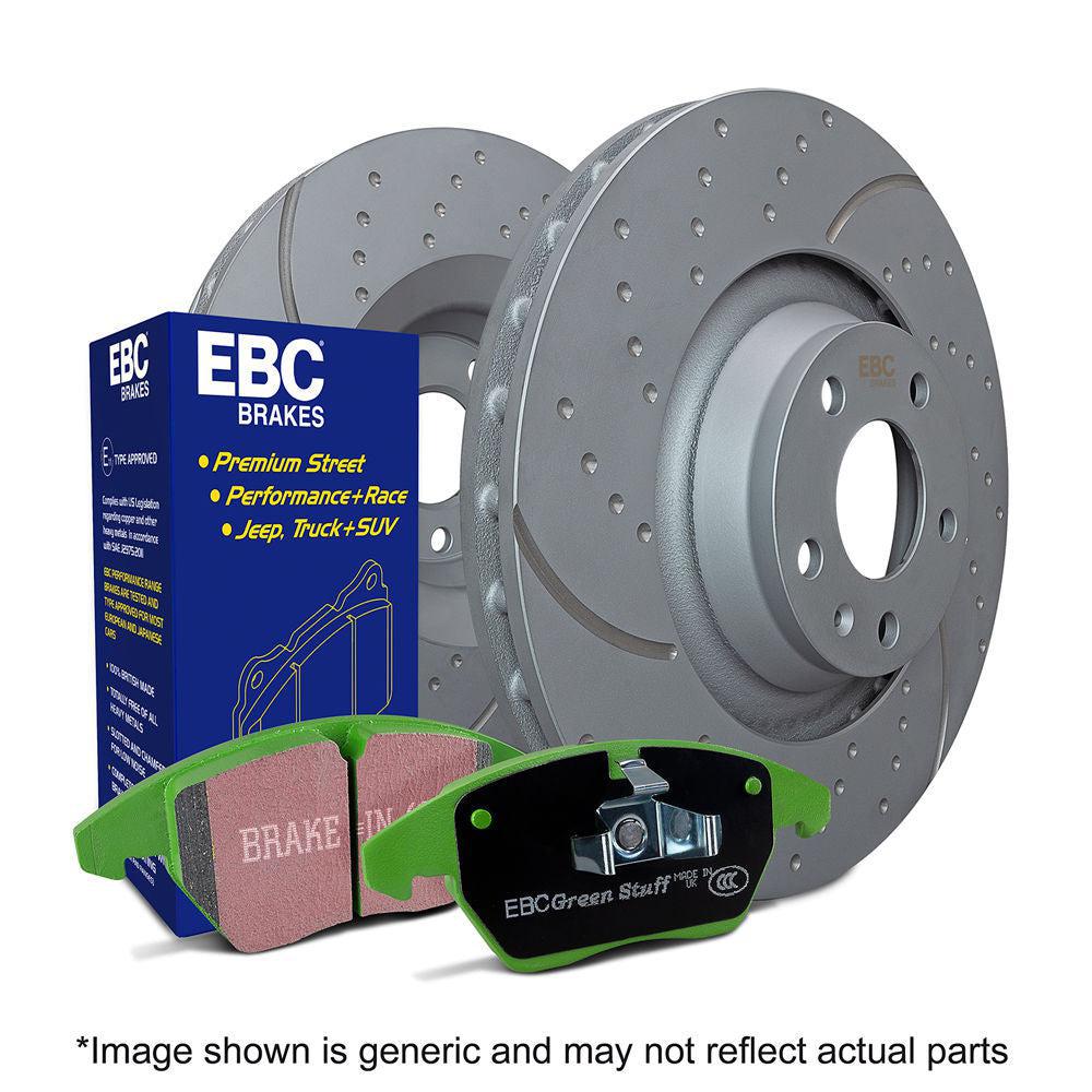 EBC Greenstuff Brake Pads and Sport Dimpled / Slotted Rotors Front Kit WRX 2022-2026 | S10KF1764