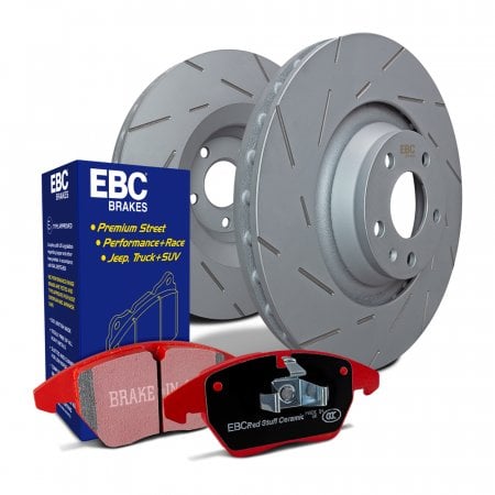 EBC Redstuff Brake Pads and USR Sport Slotted Rotor Kit Front Subaru WRX 2022-2026 | S4KF2054