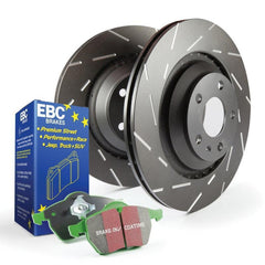 EBC S2 Greenstuff Brake Pads and USR Blackdash Sport Slotted Rotors Rear Subaru WRX 2015-2021 | S2KR2338