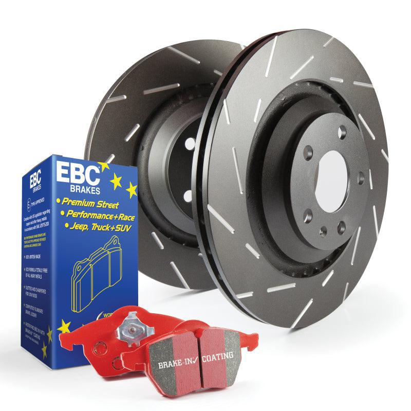 EBC S4 Redstuff Brake Pads and USR Blackdash Sport Slotted Rotors Rear Subaru WRX 2015-2021 | S4KR1427
