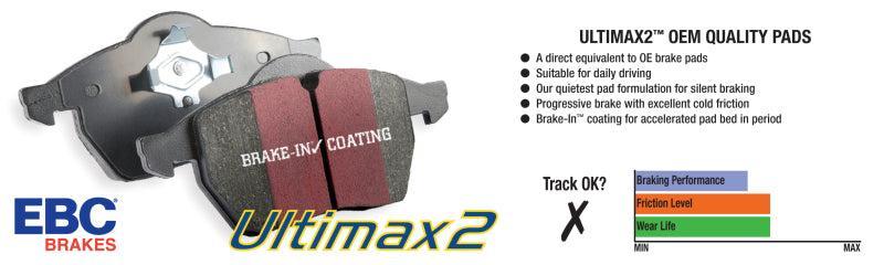 EBC Ultimax OEM Replacement Disc Brake Pad Rear Set Subaru WRX w/ Eyesight Tech 2016-2023 | UD1808
