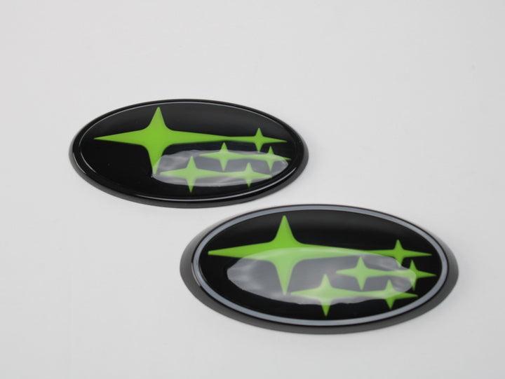 GCS Front and Rear Emblem Set Green Stars WRX / STI 2015-2021 | 15WRXFRSET-GR