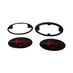 GCS Front and Rear Emblem Set Red Stars Subaru Forester 2014-2018 | GCS14FXFREM-RD