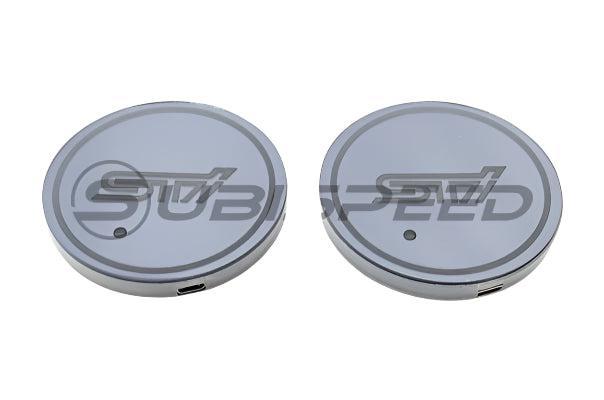 GCS STI LED Battery Powered Cup Holder Coasters White Pair | STILEDCH-WH