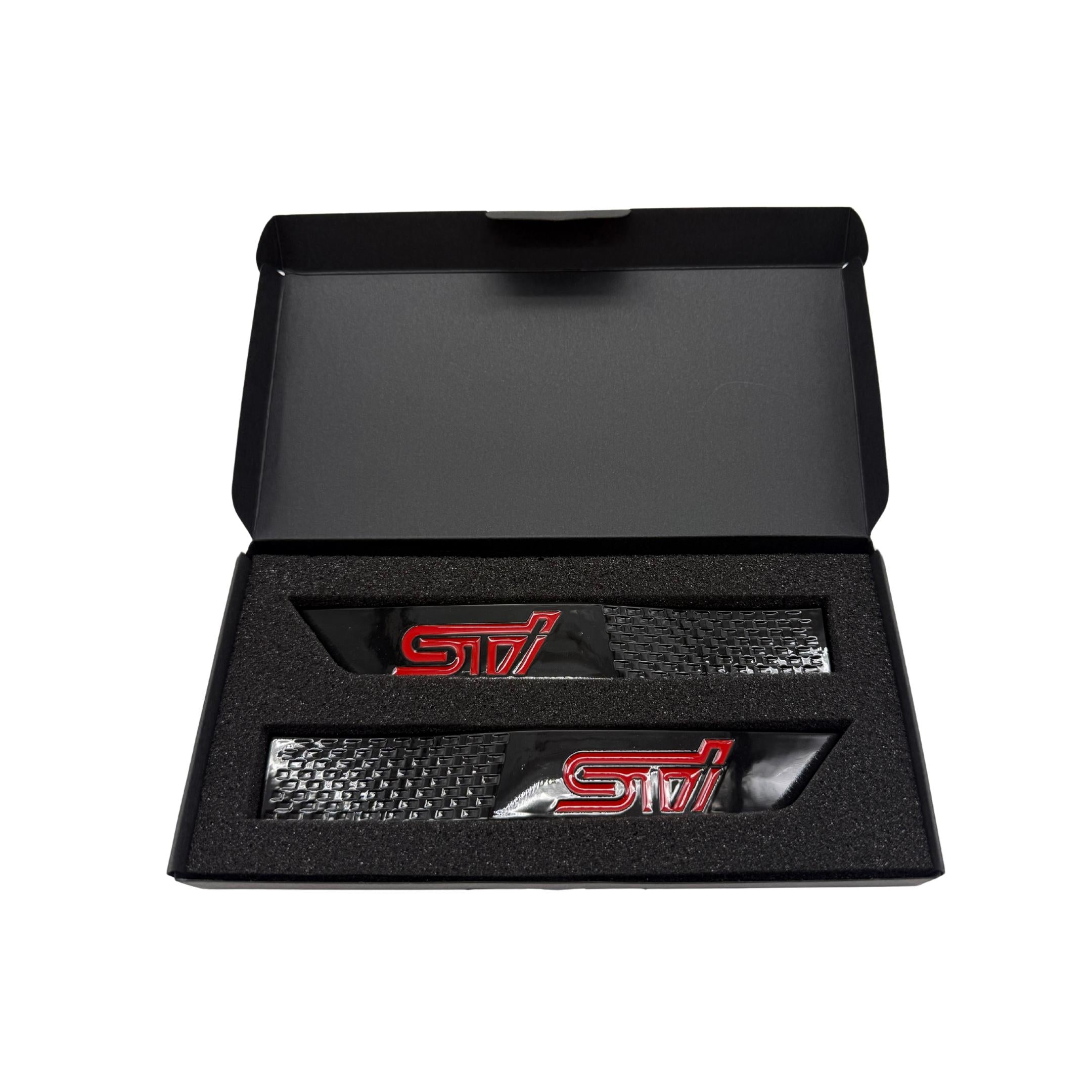 GCS STI Red Gloss Fender Emblems Subaru WRX / STI 2015-2021 | 15STIGBFEND-RED