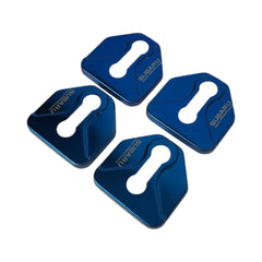 GCS Stainless Door Striker Cover Blue Subaru Vehicles | GCS-DOORSTRIKER-BL