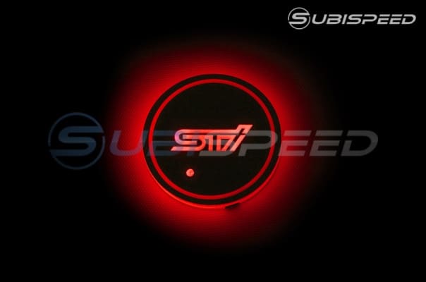 GCS WRX LED Battery Powered Cup Holder Coasters Red Pair | WRXLEDCH-RED