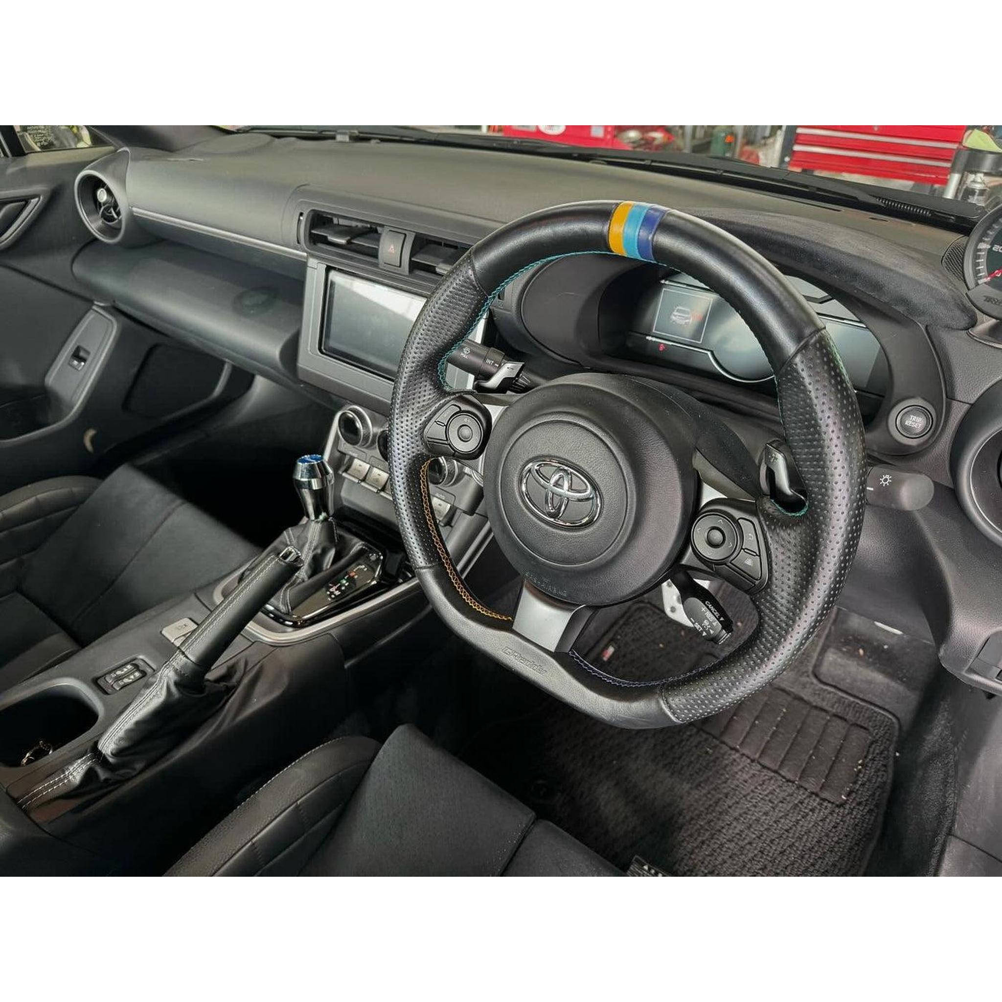 GReddy All-Leather Steering Wheel w/ TRUST 3 Colored Stitching BRZ / FR-S / 86 2013-2020 | 16610001
