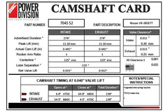 GSC Power Division Billet S2 Camshaft Set 274/274 Billet Nissan GT-R 2009-2024 | 7045S2