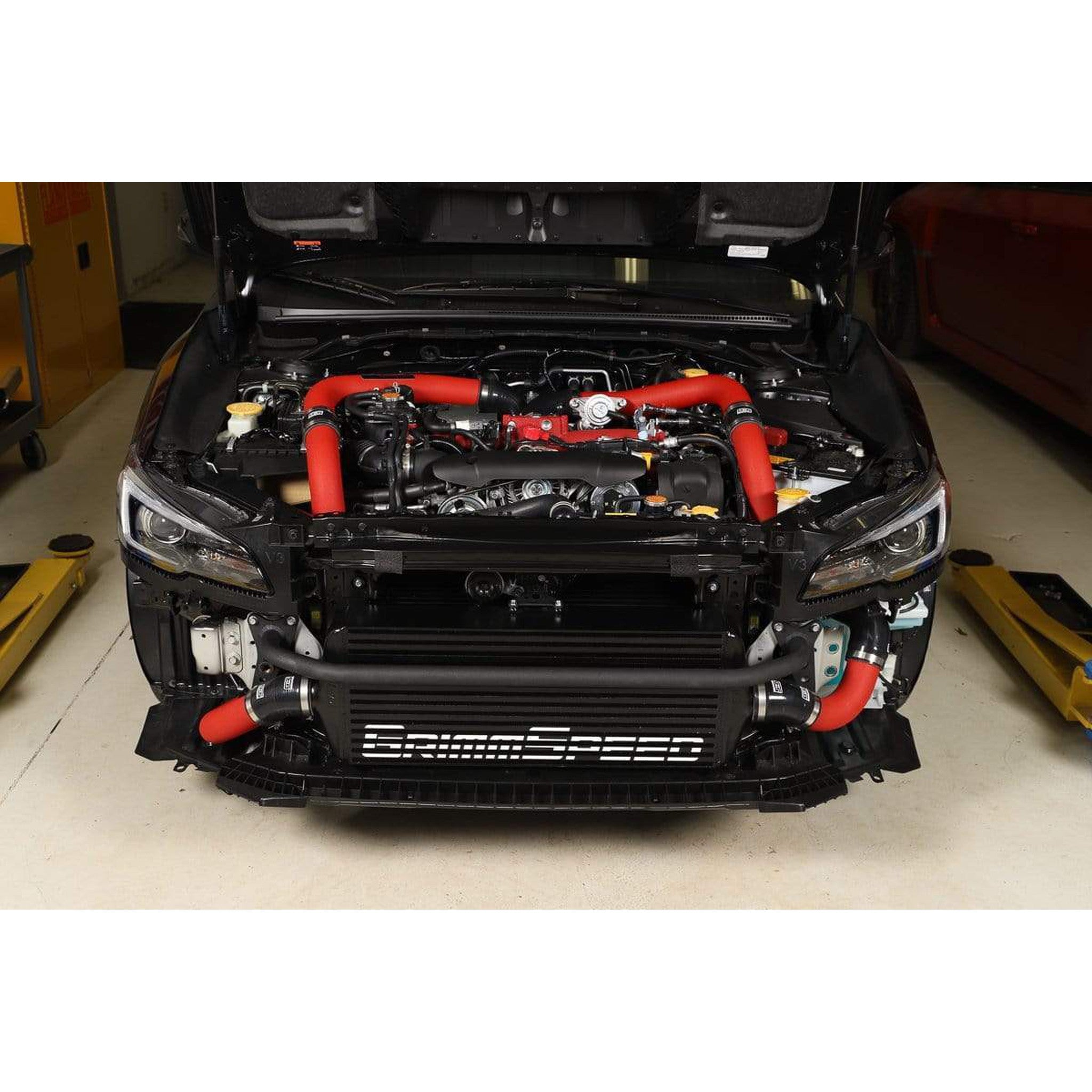 GrimmSpeed Front Mount Intercooler Kit Black Core / Red Pipe Subaru WRX 2015-2021 | 090255