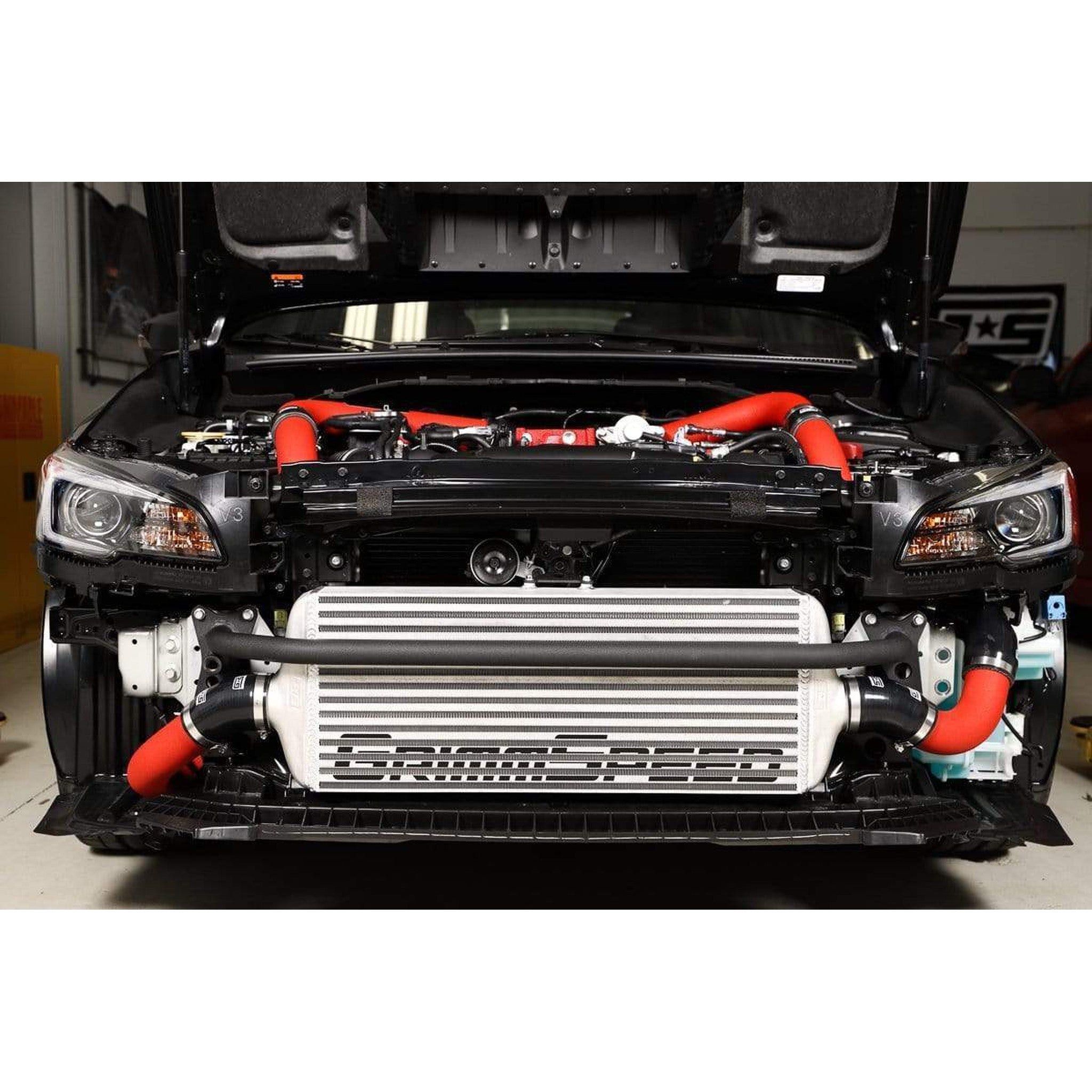 GrimmSpeed Front Mount Intercooler Kit Raw Core / Red Pipe Subaru STI 2015-2021 | 090236