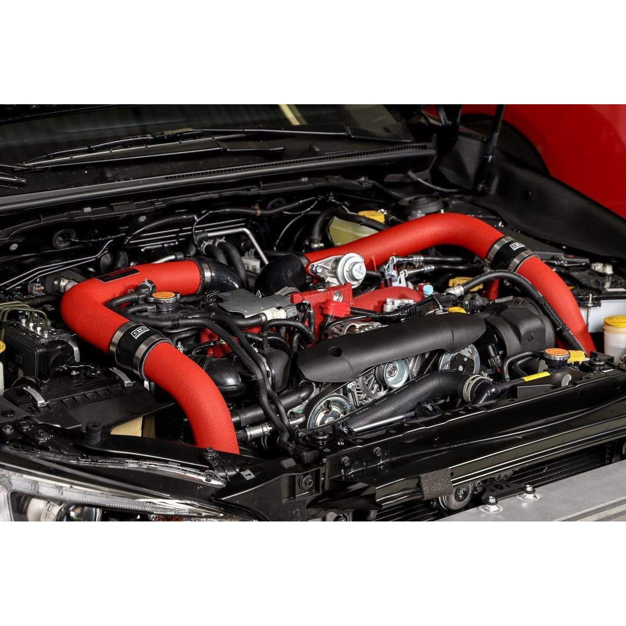 GrimmSpeed Front Mount Intercooler Kit Raw Core / Red Pipe Subaru STI 2015-2021 | 090236