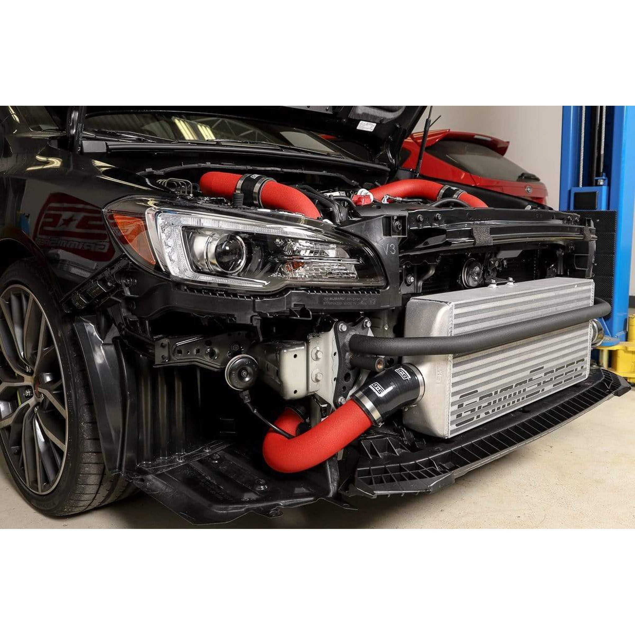 GrimmSpeed Front Mount Intercooler Kit Raw Core / Red Pipe Subaru WRX 2015-2021 | 090238