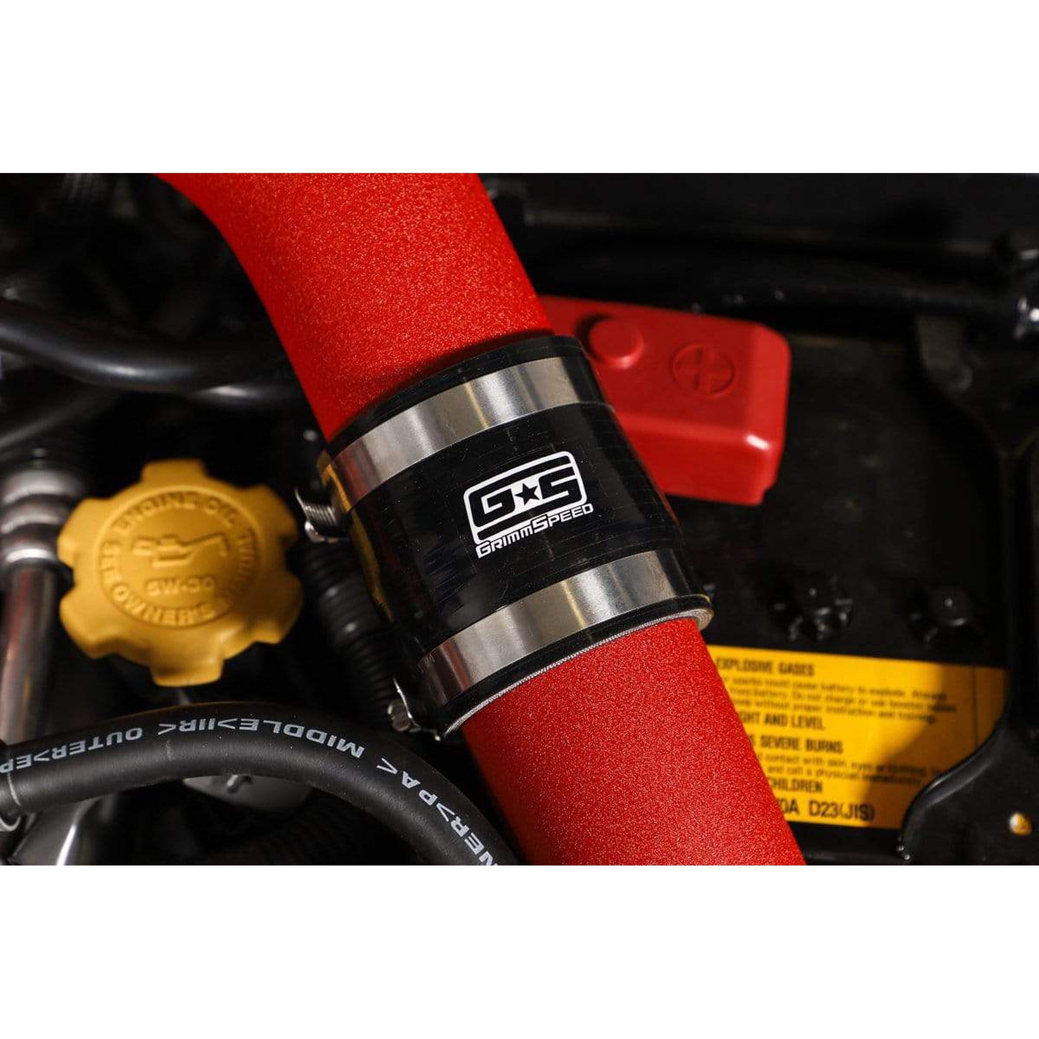 GrimmSpeed Front Mount Intercooler Kit Raw Core / Red Pipe Subaru WRX 2015-2021 | 090238