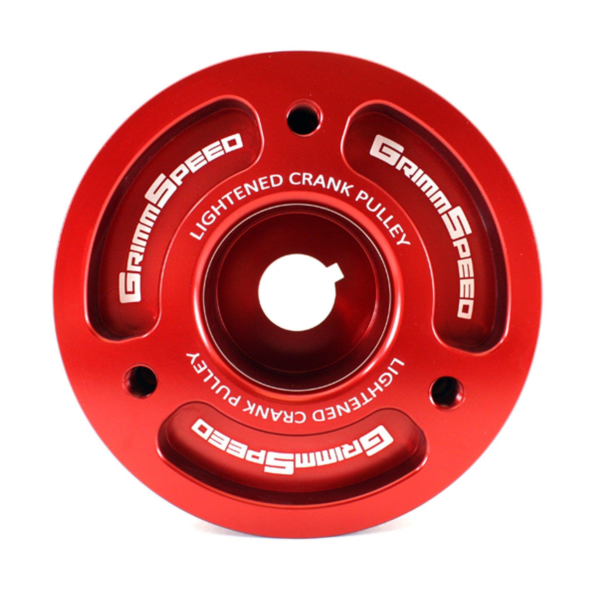 GrimmSpeed Red Lightweight Crank Pulley Subaru WRX 02-14 / STI 04-21 / Legacy GT 05-09 | 095015R