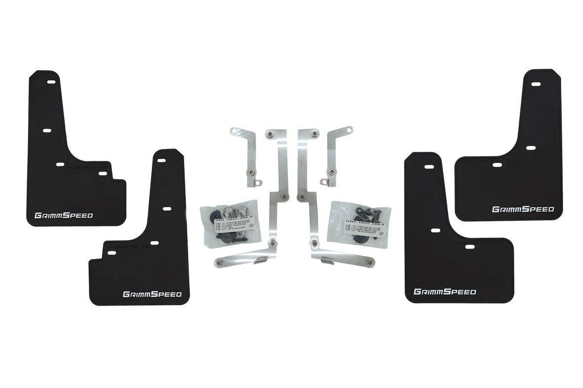 Grimmspeed Mudflap Kit White Logo Subaru WRX 2022-2025 | GRM.1022.1.WHT