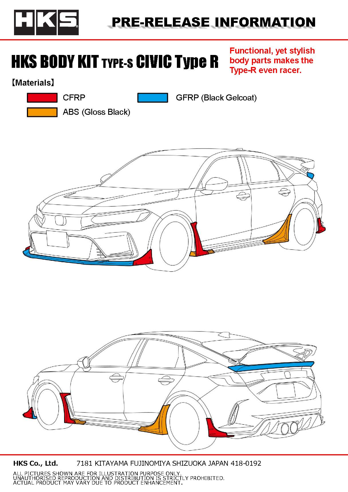 HKS Carbon Type S Rear Lip Spoiler Honda Civic Type R 2023-2025 | 53004-AH003