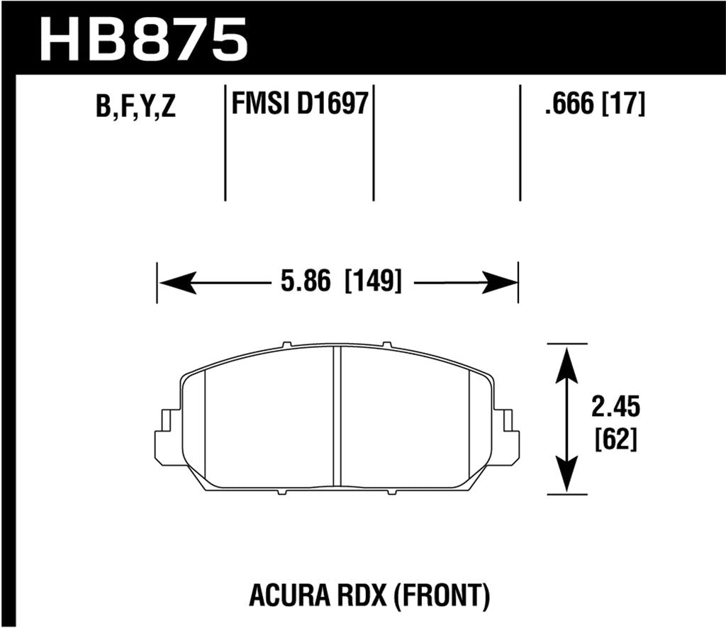 Hawk Ceramic Brake Pads Front Honda Civic Si / Civic Type R 2018-2019 | HB875Z.666