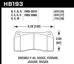 Hawk DTC-60 Race Rear Brake Pads Nissan GT-R 2009-2021 | HB193G.670