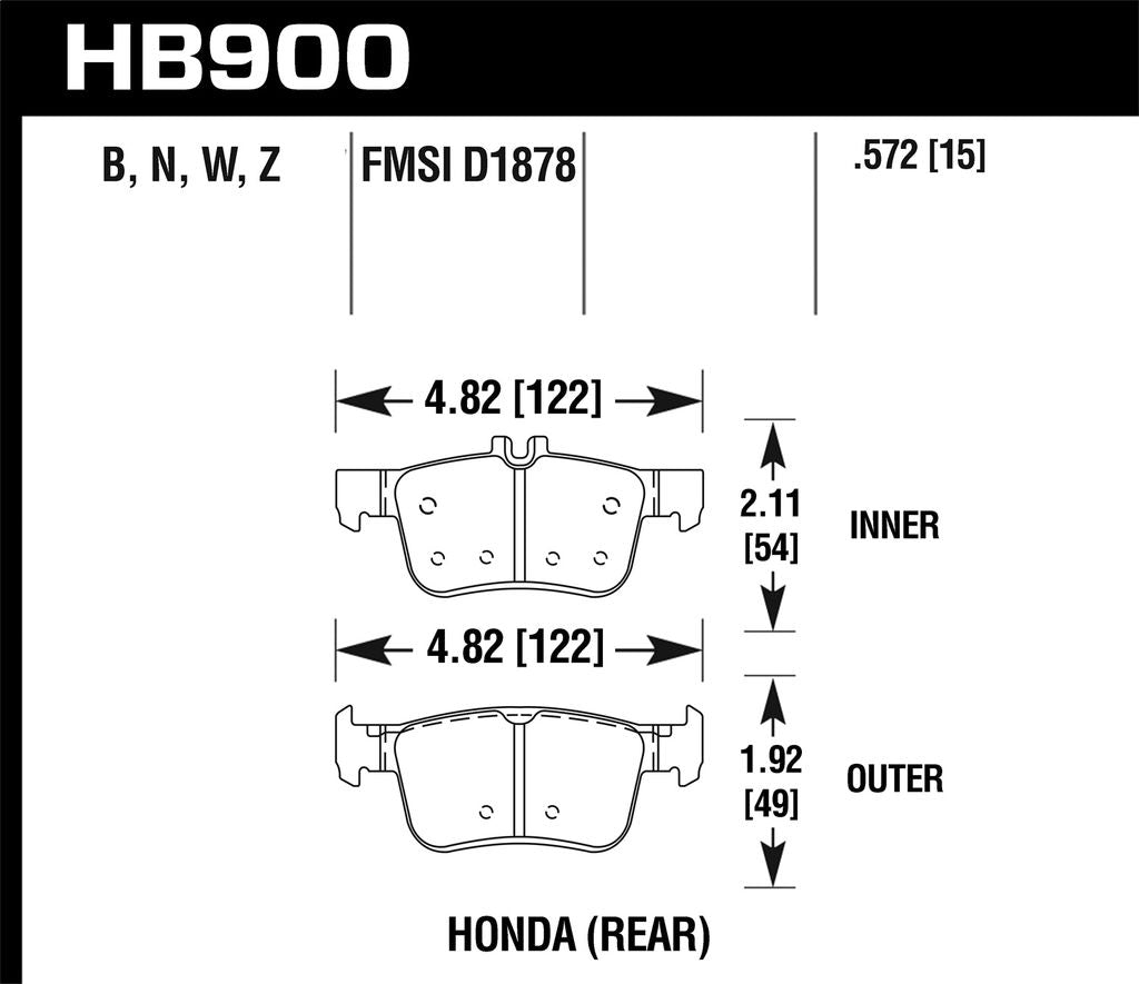 Hawk Performance DTC-30 Race Brake Pads Rear Honda Civic Si / Civic Type R 2017-2019 | HB900W.572