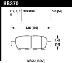 Hawk Rear DTC-60 Race Brake Pads Nissan 350Z 03-09 / Infiniti G35 03-07 w/o Brembo | HB370G.559