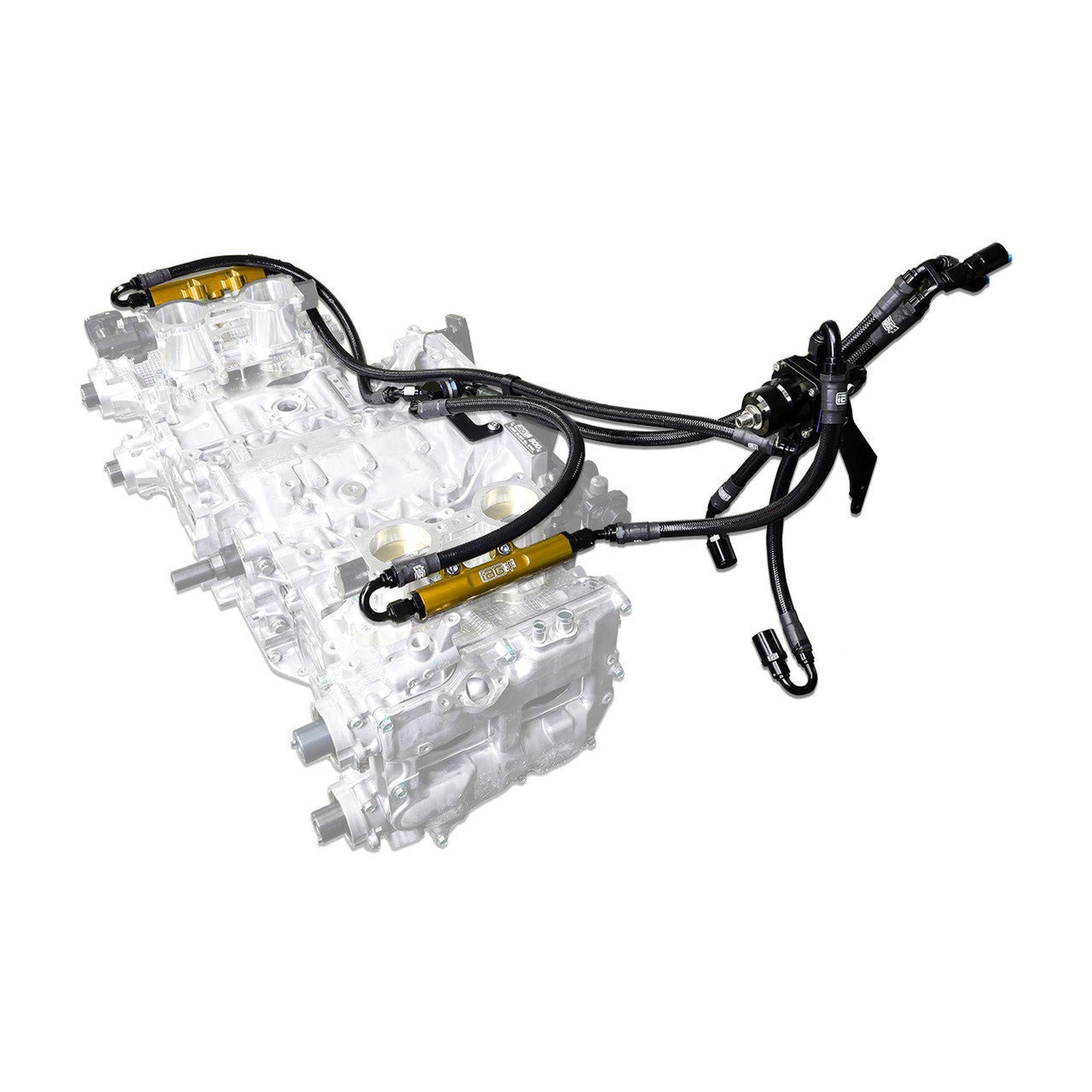 IAG Black PTFE Flex Fuel System Kit w/ Aeromotive FPR, IAG Fuel Rails WRX 08-14 / STI 08-21 | IAG-AFD-2352BK